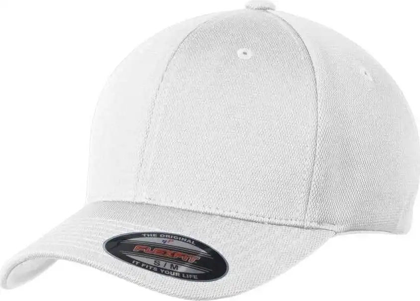 Sport Tek Stc22 Flexfit Cool &amp; Dry Poly Block Mesh Cap White / 6 3/4’’ 7 1/4’’