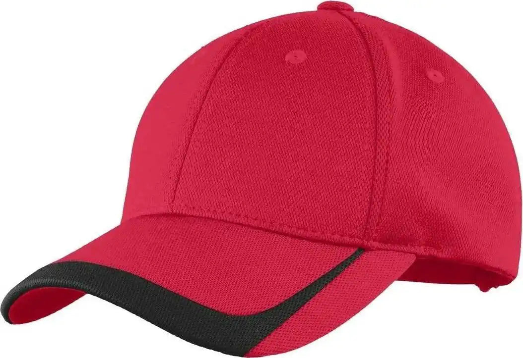 Sport-tek Stc24 Pique Colorblock Cap - True Red Black - one Size Fits Most