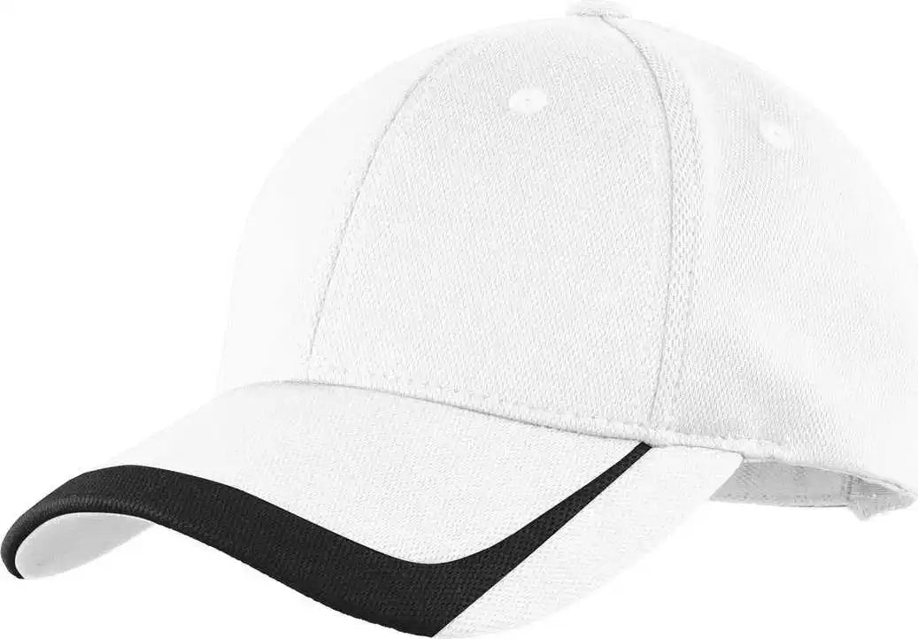 Sport-tek Stc24 Pique Colorblock Cap - White Black - one Size Fits Most