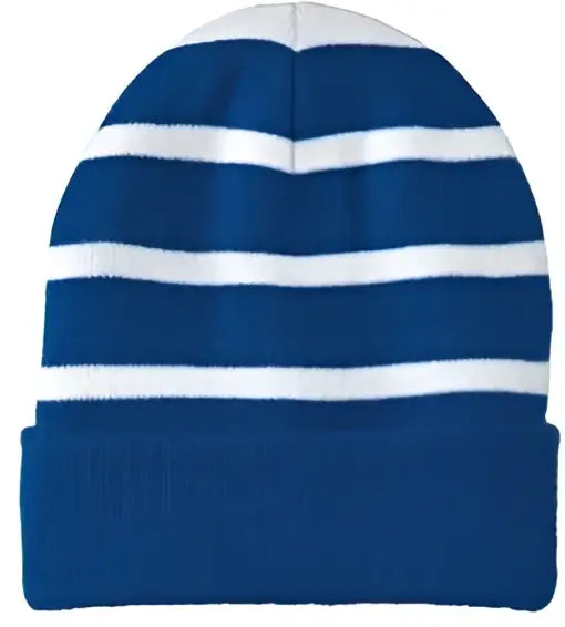 Sport-tek Stc31 Striped Beanie with Solid Band - Black Iron Gray - Black/ / one Size Fits Most