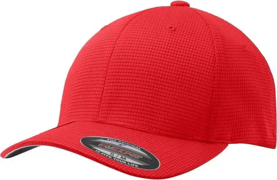 Sport-tek Stc33 Flexfit Grid Texture Cap - True Red - 6 3/4’’ - 7 1/4’’