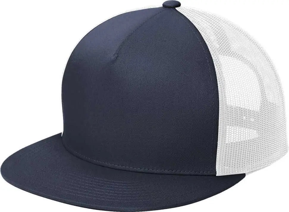 Sport-tek Stc38 Yp Classics 5-panel Classic Trucker Mesh Back Cap - True Navy/ White - Osfa