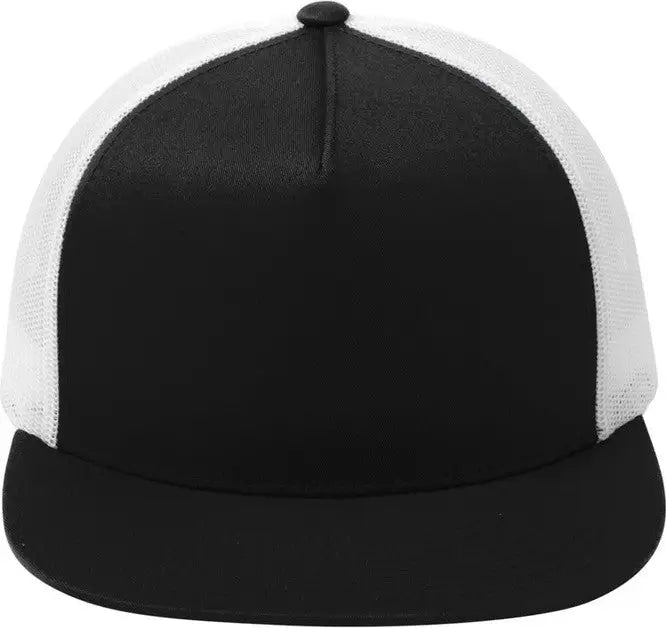 Sport-tek Stc38 Yp Classics 5-panel Classic Trucker Mesh Back Cap - Black White - Black/ / one Size Fits Most