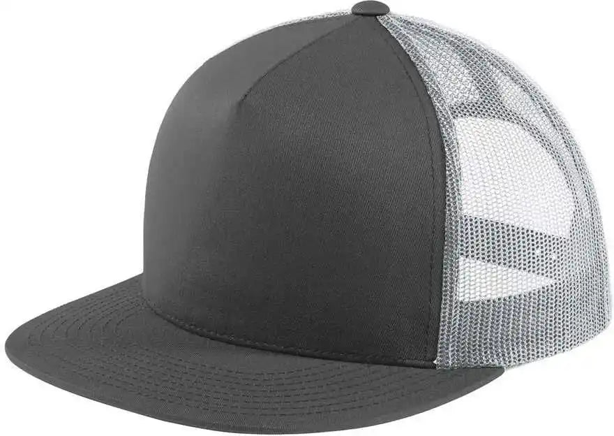 Sport-tek Stc38 Yp Classics 5-panel Classic Trucker Mesh Back Cap - Graphite/ White - Osfa