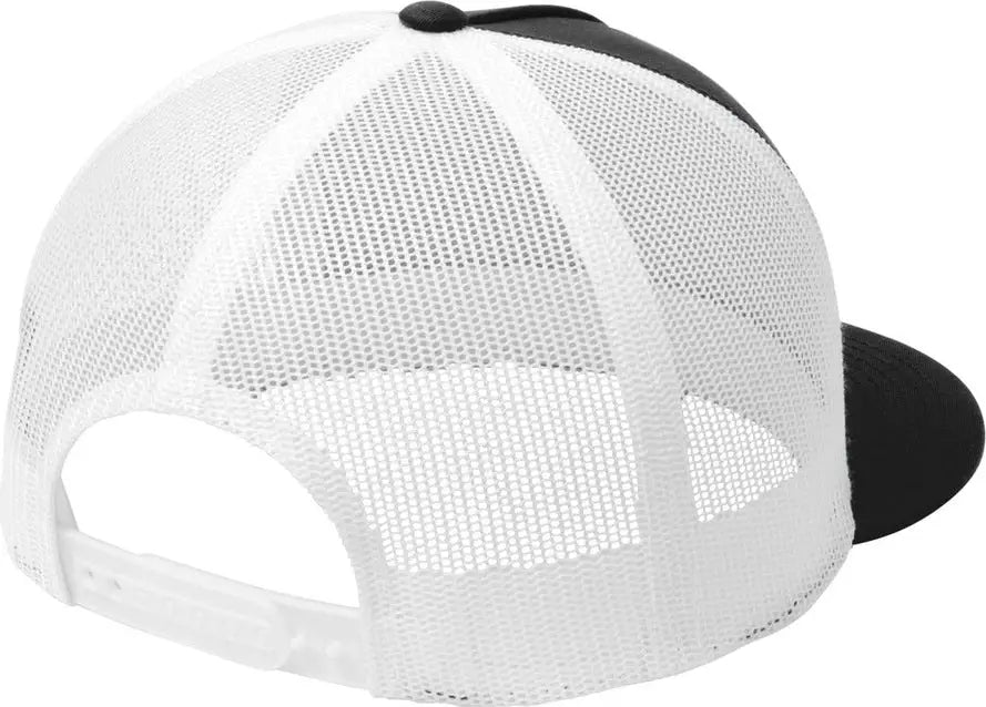 Sport-tek Stc38 Yp Classics 5-panel Classic Trucker Mesh Back Cap - Black White - Black/ / one Size Fits Most