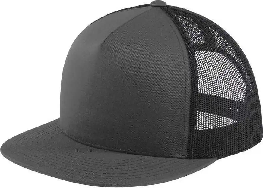 Sport-tek Stc38 Yupoong 5-panel Classic Trucker Mesh Back Cap - Graphite - Dark Gray / one Size Fits Most