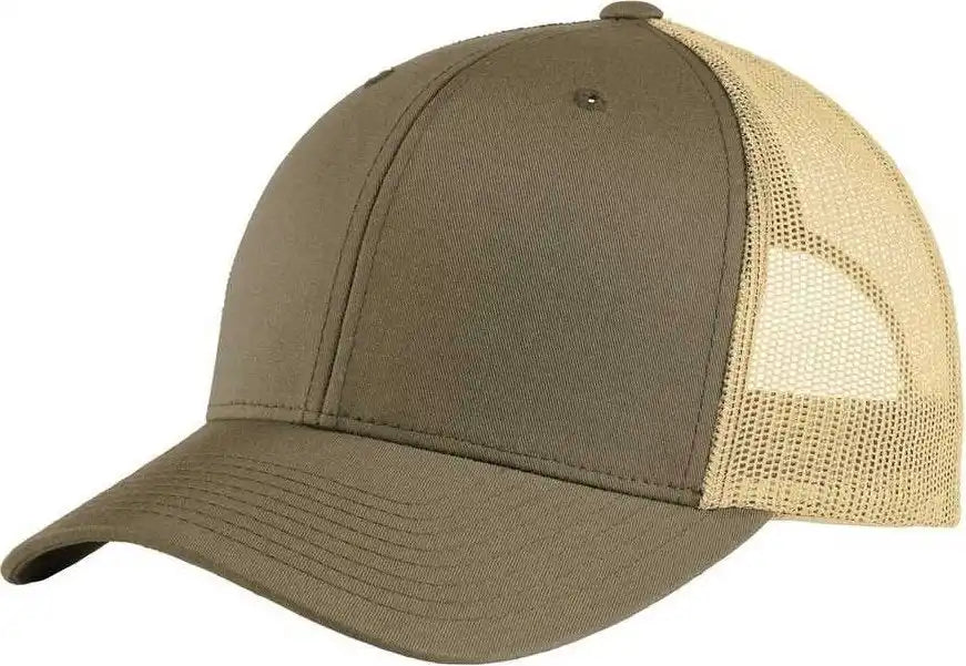 Sport-tek Stc39 Yupoong Retro Trucker Cap - Chocolate Brown Khaki - one Size Fits Most