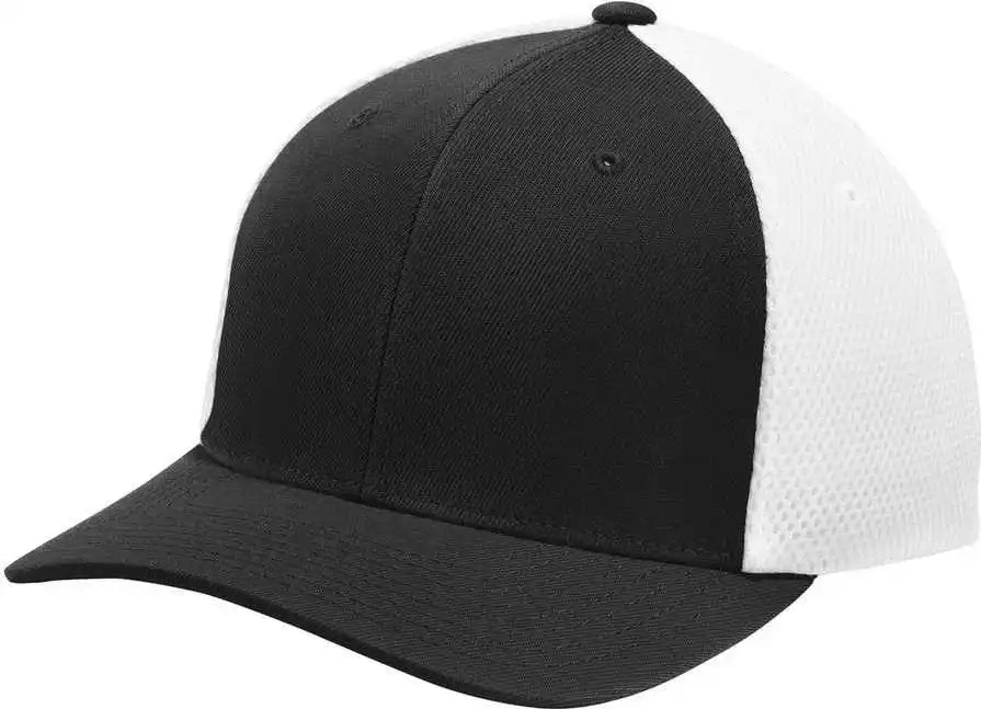 Sport-tek Stc40 Flexfit Air Mesh Back Cap - Black White - 6 3/4’’ - 7 1/4’’