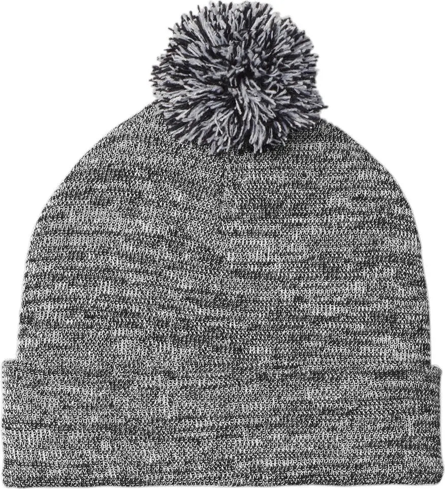 Sport-tek Stc41 Heather Pom Beanie - Gray - one Size Fits Most