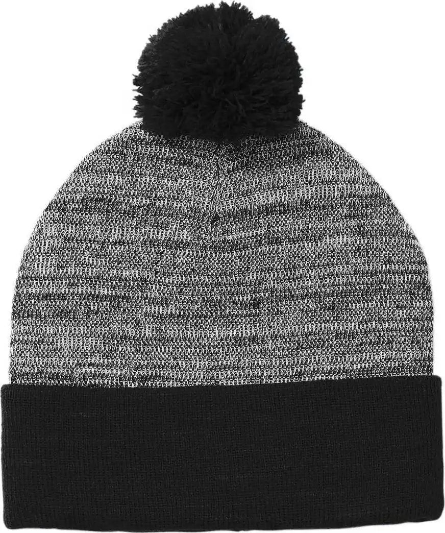 Sport-tek Stc41 Heather Pom Beanie Stc41black Gray - Black / 6 3/4’’ - 7 1/4’’