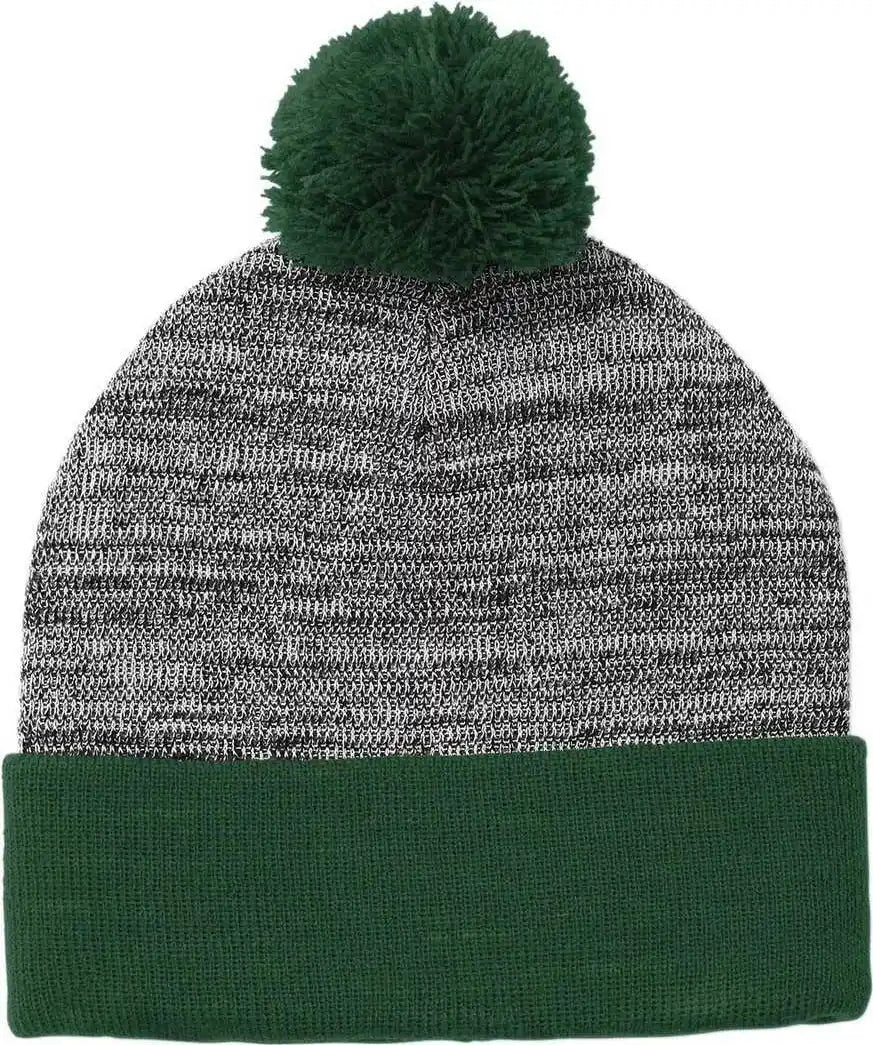 Sport Tek Stc41 Heather Pom Beanie Stc41forest Green Gray Forest / 7 1/8’’ 5/8’’