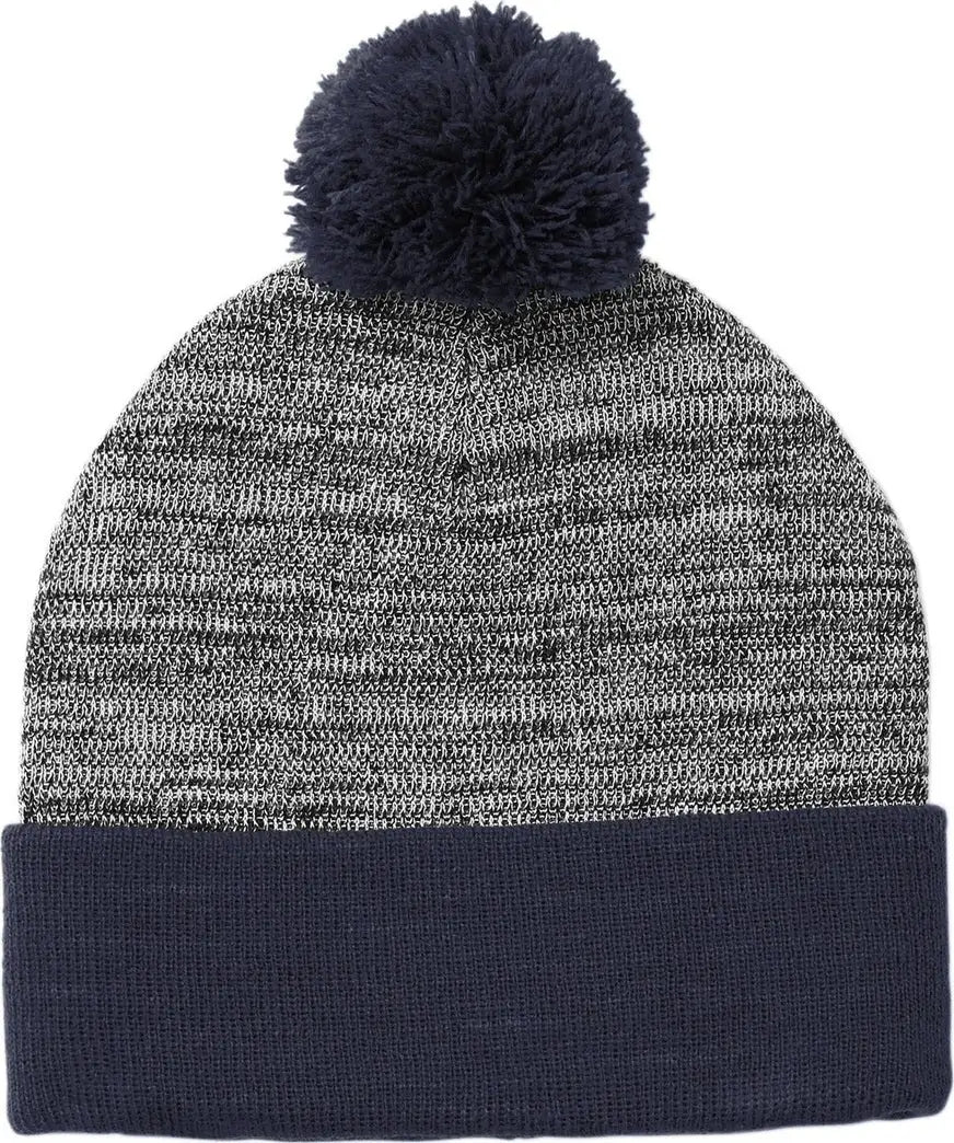 Sport-tek Stc41 Heather Pom Beanie - True Navy Gray - Navy/ / one Size Fits Most