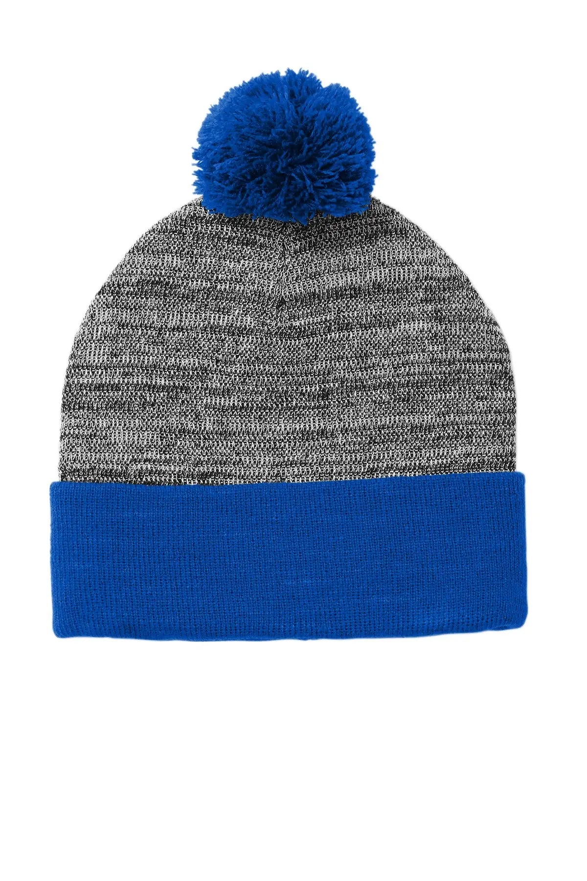 Sport-tek Stc41 Heather Pom Beanie - True Royal Gray - Royal/ / one Size Fits Most