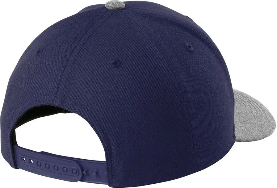 Sport-tek Stc43 Yp Classics Curve Bill Snapback Cap - True Navy Gray Heather - Navy/ / one Size Fits Most