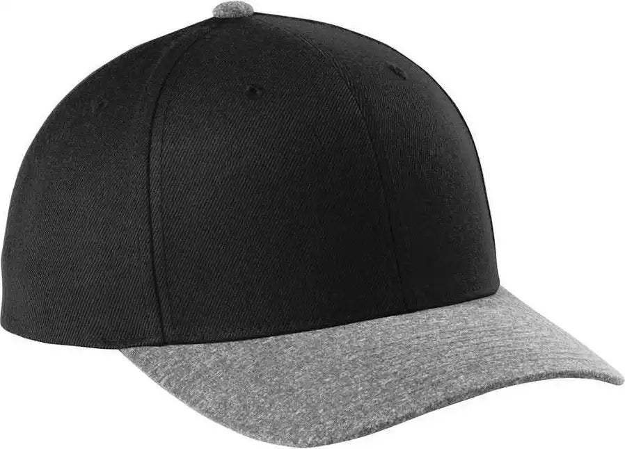 Sport-tek Stc43 Yupoong Curve Bill Snapback Cap - Black/ Gray Heather - Black / Osfa