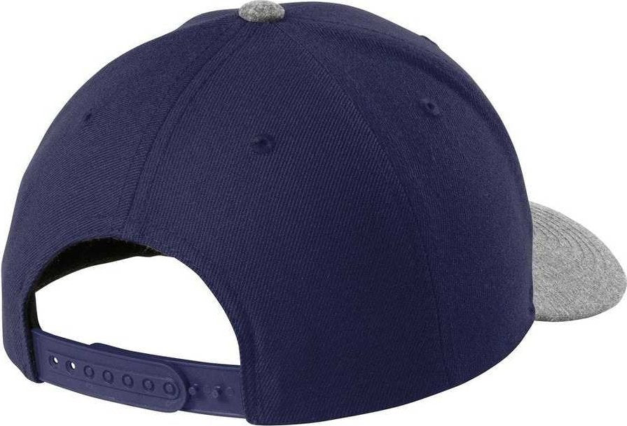 Sport-tek Stc43 Yupoong Curve Bill Snapback Cap - True Navy/ Gray Heather - Navy / Osfa