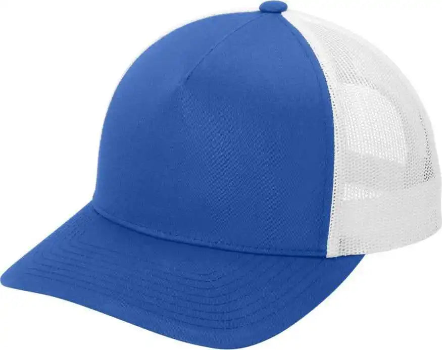 Sport-tek Stc54 Yupoong Retro Trucker 5-panel Cap - True Royal/ White - Osfa