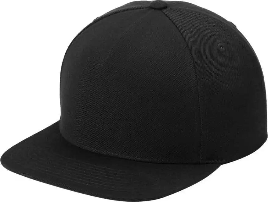 Sport-tek Stc55 Yupoong Premium 5-panel Snapback Cap - Black - Osfa