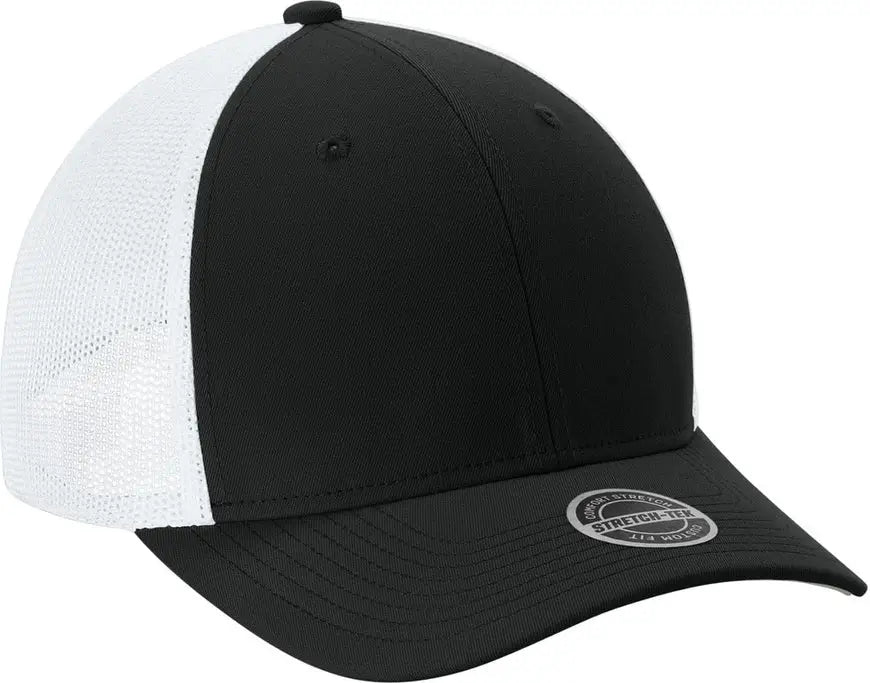 Sport-tek Stc60 Stretch-tek Mesh Back Cap - Black White