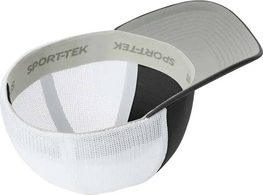 Sport-tek Stc60 Stretch-tek Mesh Back Cap - Black White