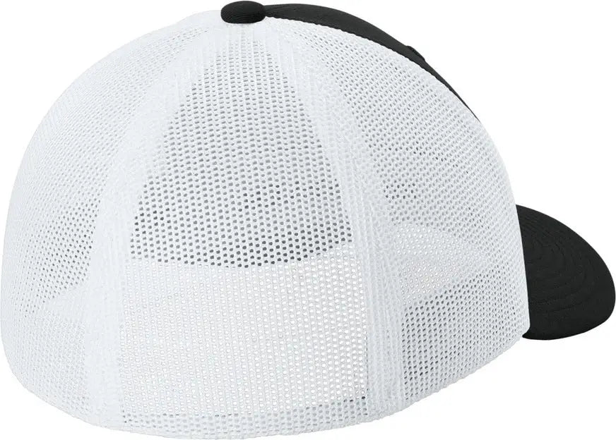 Sport-tek Stc60 Stretch-tek Mesh Back Cap - Black White - Black/ / Adult S/m