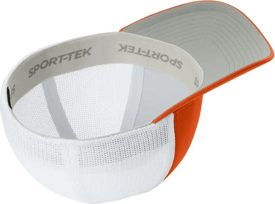 Sport-tek Stc60 Stretch-tek Mesh Back Cap - Deep Orange White