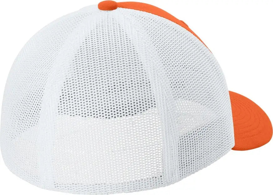 Sport-tek Stc60 Stretch-tek Mesh Back Cap - Deep Orange White - Orange/ / Adult S/m