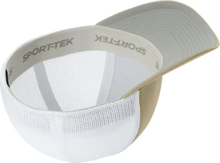 Sport-tek Stc60 Stretch-tek Mesh Back Cap - Sahara White