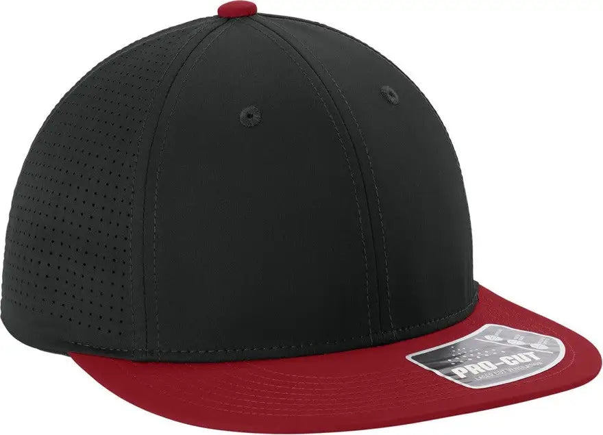 Sport-tek Stc64 Pro-cut Stretch-tek Cap - Black Deep Red