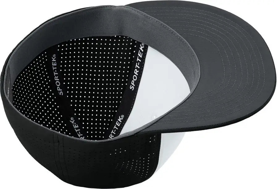Sport-tek Stc64 Pro-cut Stretch-tek Cap - White Black