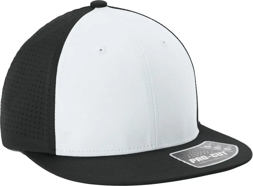 Sport-tek Stc64 Pro-cut Stretch-tek Cap - White Black - White/ Black/ / Adult S/m
