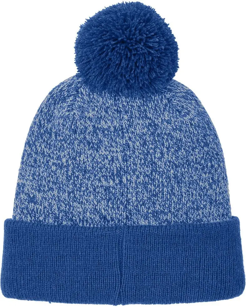 Sport-tek Stc68 Halftime Heather Pom Beanie - True Royal Silver