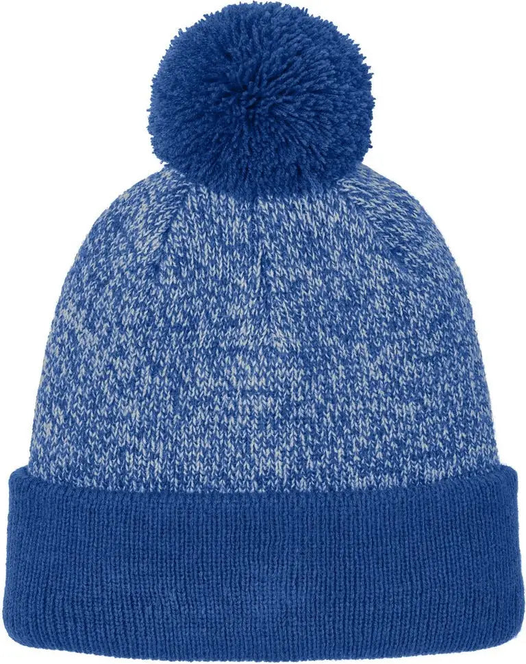 Sport-tek Stc68 Halftime Heather Pom Beanie - True Royal Silver - Royal/ / Adult Osfa