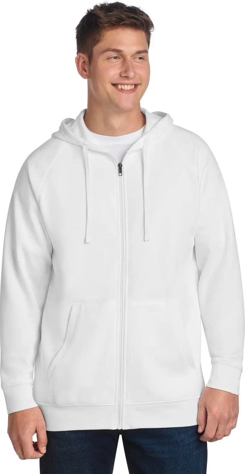 Sport-tek Stf201 Drive Fleece Hooded Full-zip - White - Adult Xs