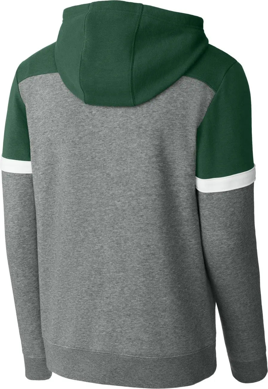 Sport-tek Stf205 Drive Fleece Colorblock Hoodie - Forest Green Vintage Heather - Green/ / Adult Xs