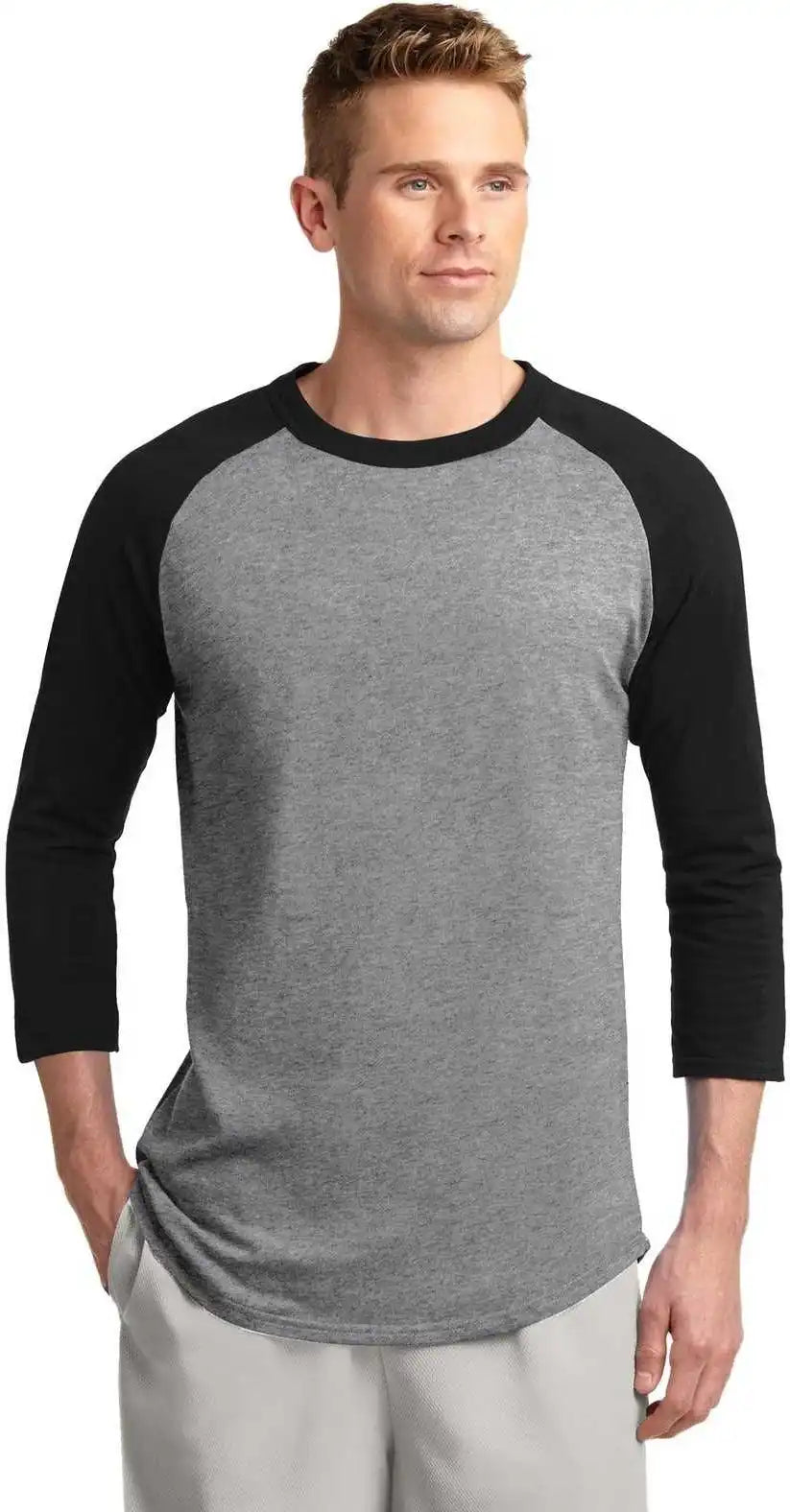 Sport-tek T200 Colorblock Raglan Jersey - Heather Gray Black