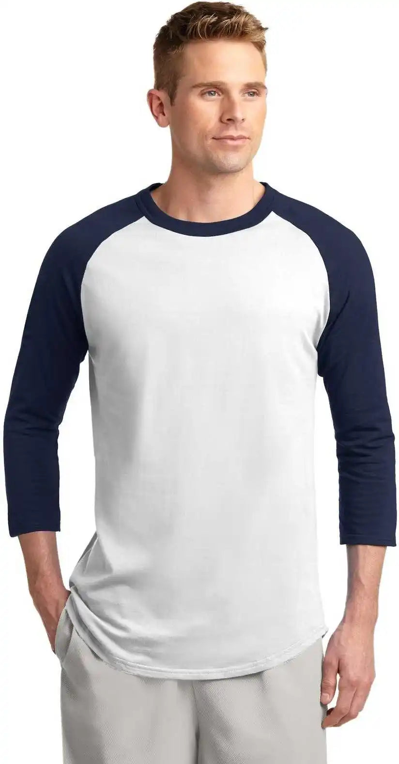 Sport-tek T200 Colorblock Raglan Jersey - White Navy