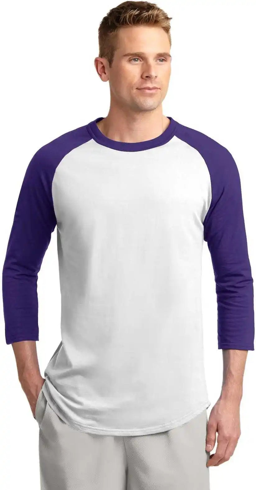 Sport-tek T200 Colorblock Raglan Jersey - White Purple