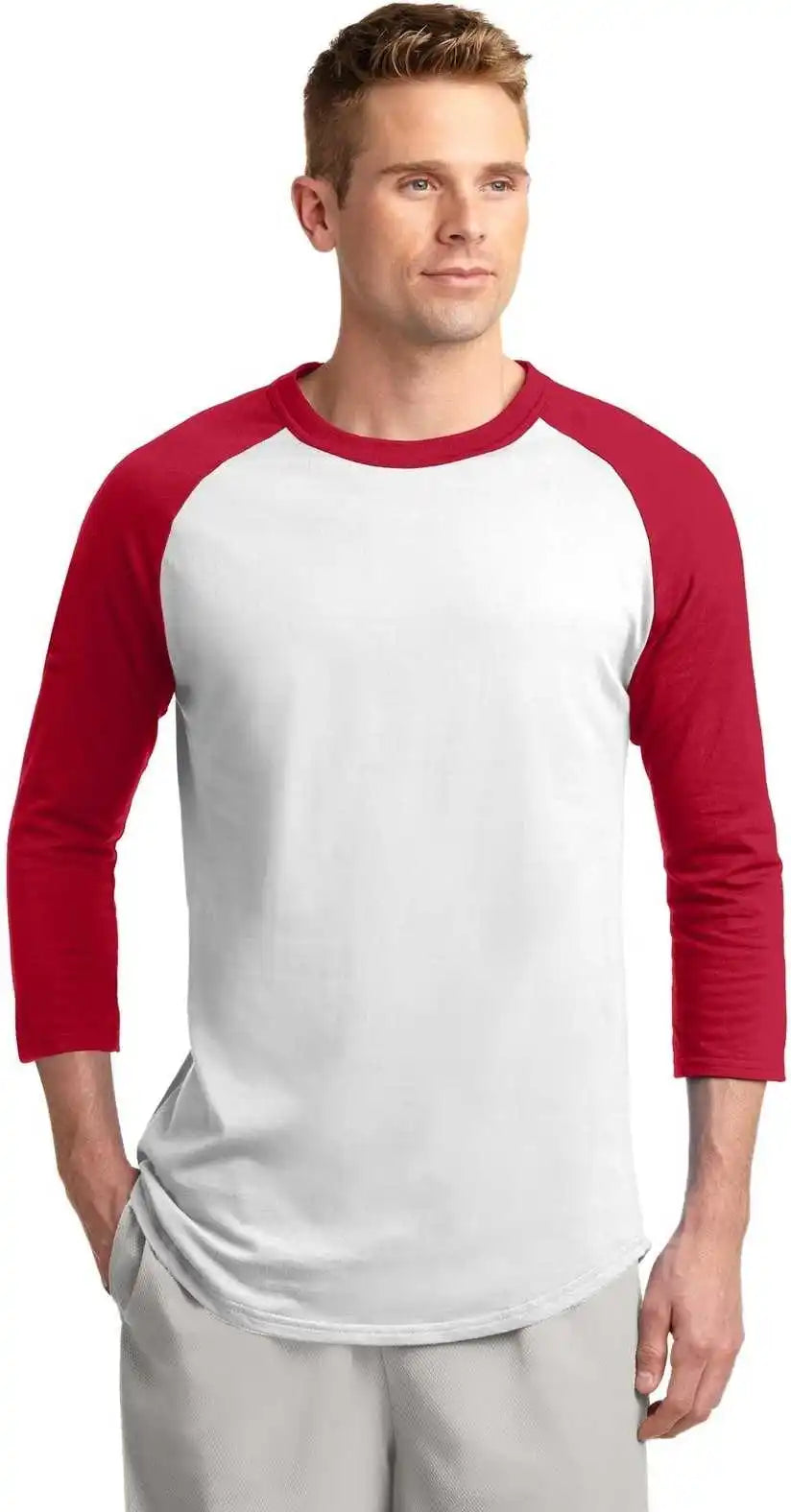 Sport-tek T200 Colorblock Raglan Jersey - White Red