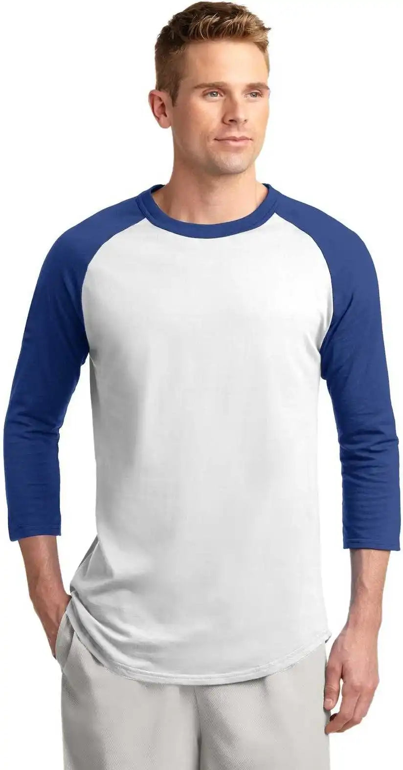 Sport Tek T200 Colorblock Raglan Jersey White Royal