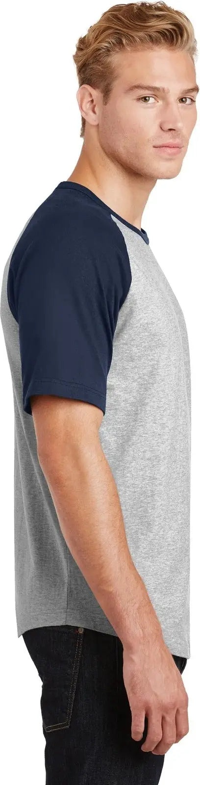 Sport-tek T201 Short Sleeve Colorblock Raglan Jersey - Heather Gray Navy