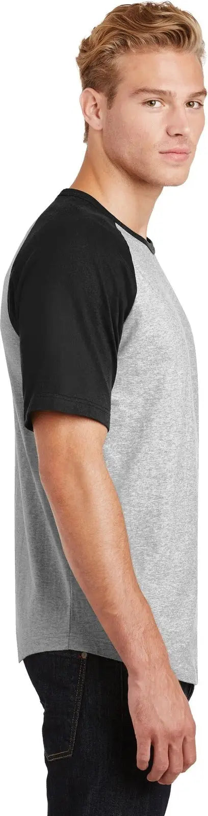 Sport-tek T201 Short Sleeve Colorblock Raglan Jersey - Heather Gray Black
