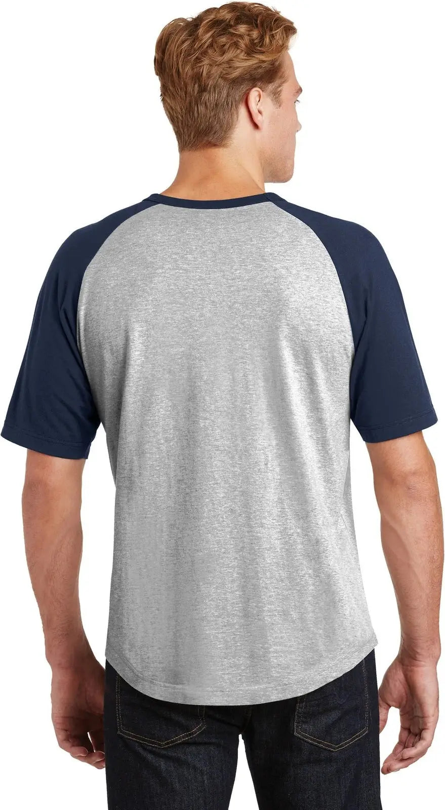 Sport-tek T201 Short Sleeve Colorblock Raglan Jersey - Heather Gray Navy