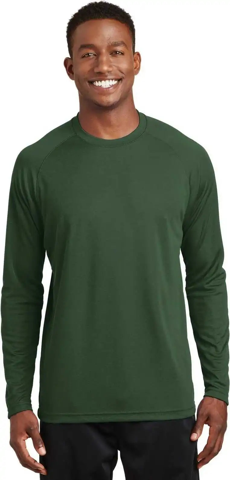 Sport-tek T473ls Dry Zone Long Sleeve Raglan T-shirt - Forest Green - Adult Xs