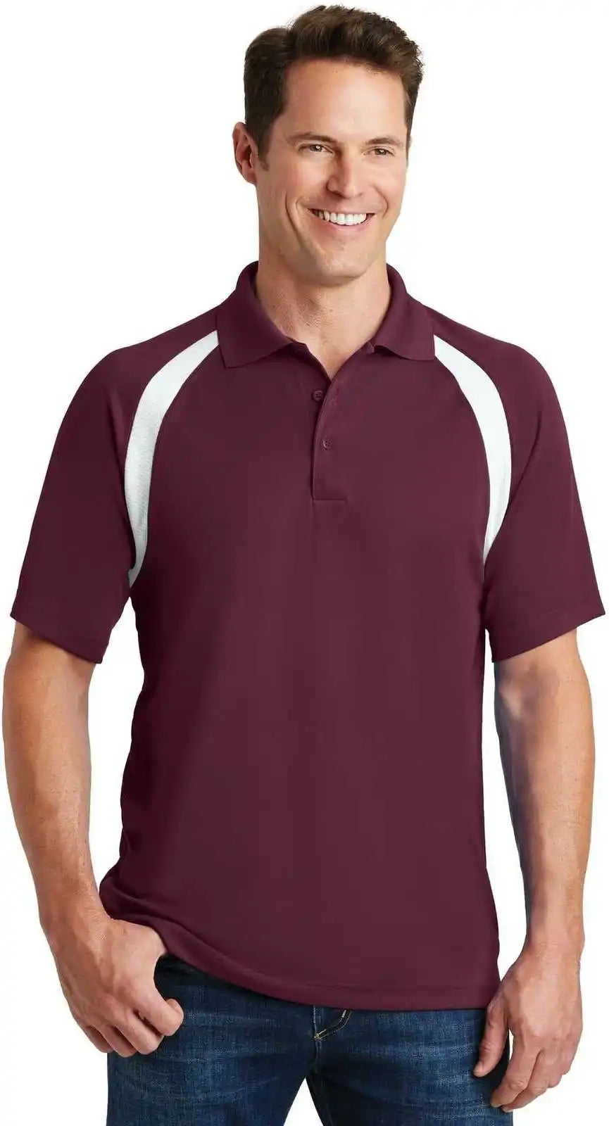 Sport-tek T476 Dry Zone Colorblock Raglan Polo - Maroon White