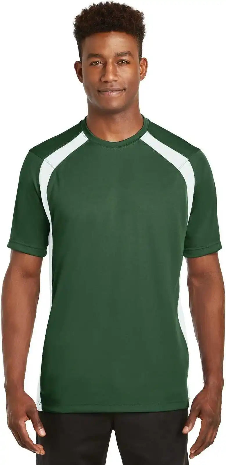 Sport Tek T478 Dry Zone Colorblock Crew Forest Green White
