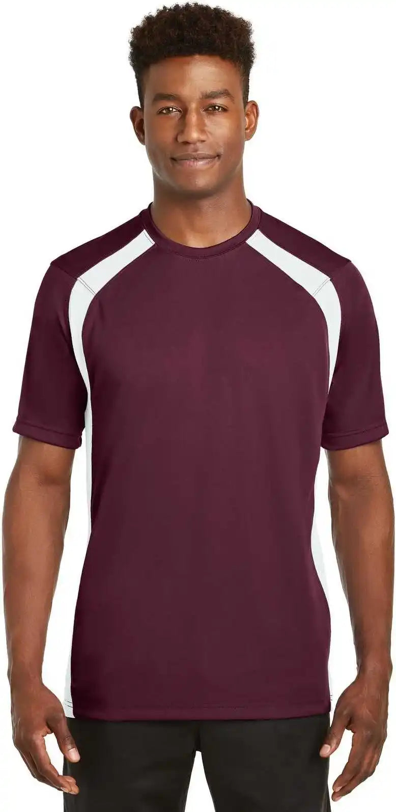 Sport-tek T478 Dry Zone Colorblock Crew - Maroon White