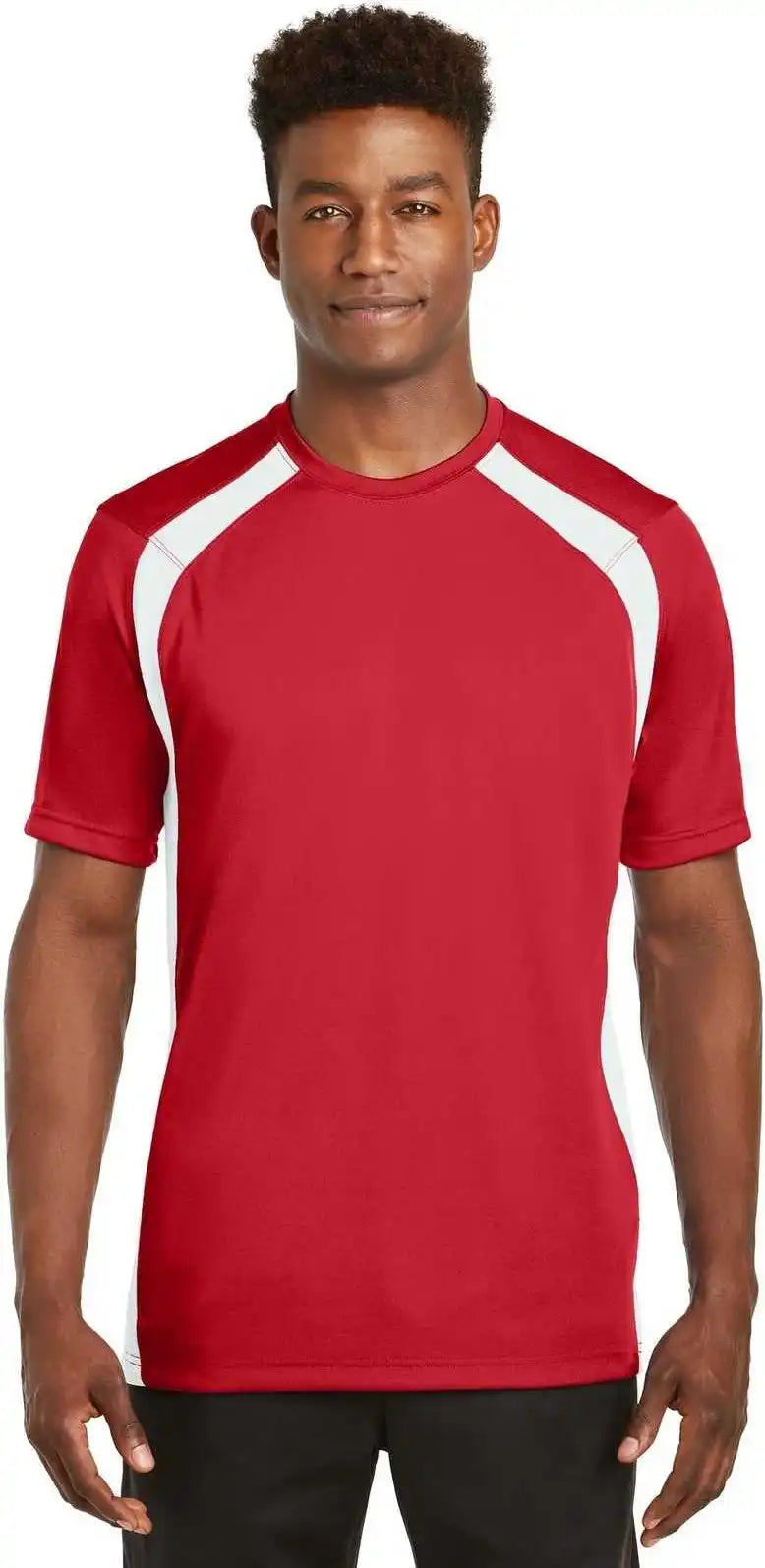 Sport Tek T478 Dry Zone Colorblock Crew True Red White