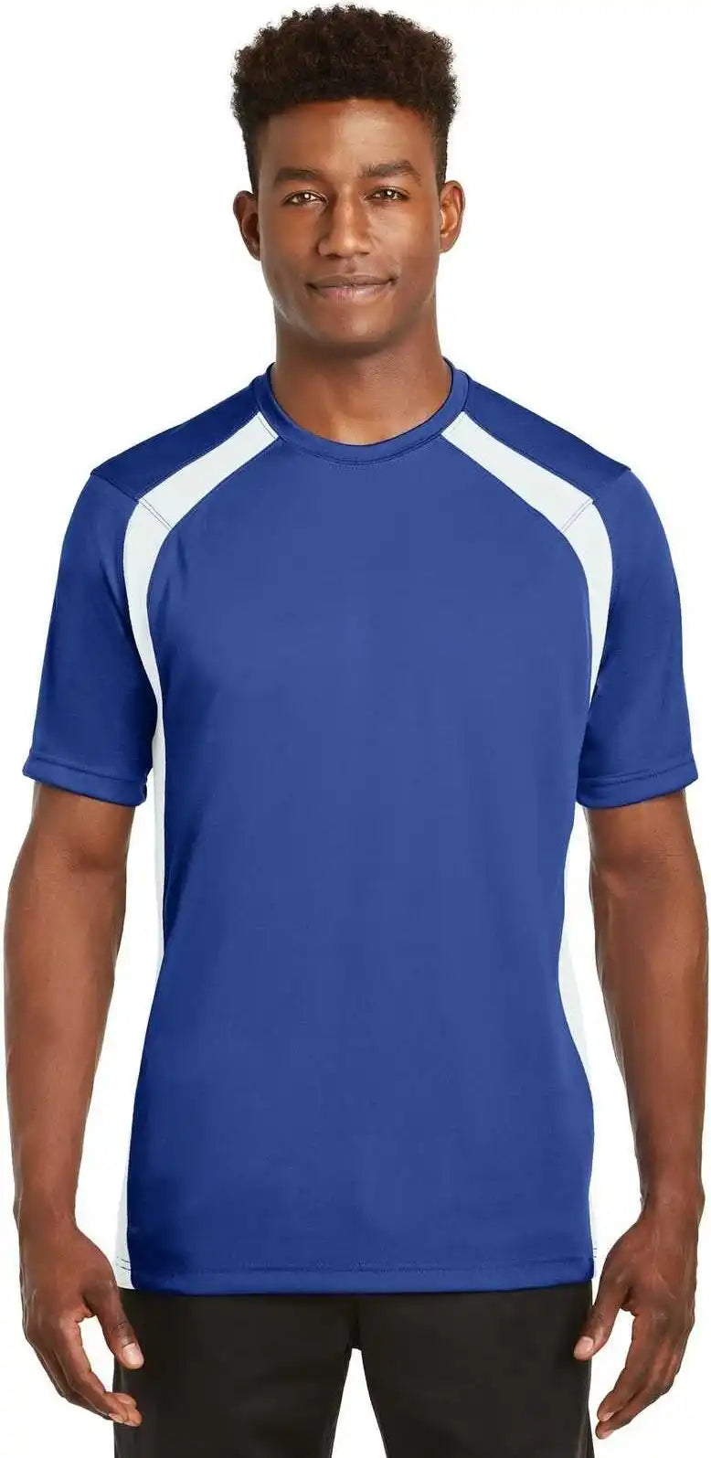 Sport Tek T478 Dry Zone Colorblock Crew True Royal White