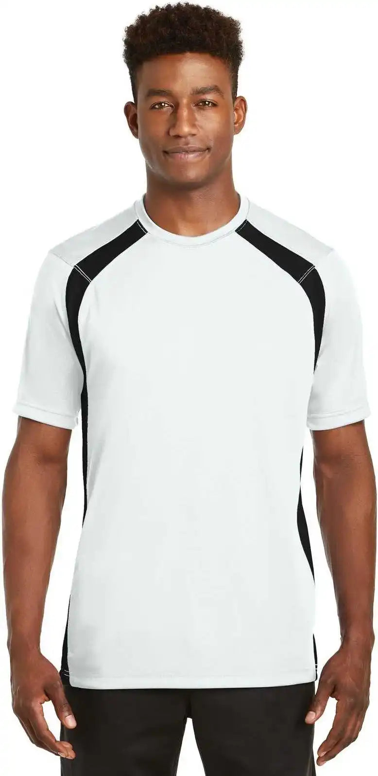 Sport Tek T478 Dry Zone Colorblock Crew White Black